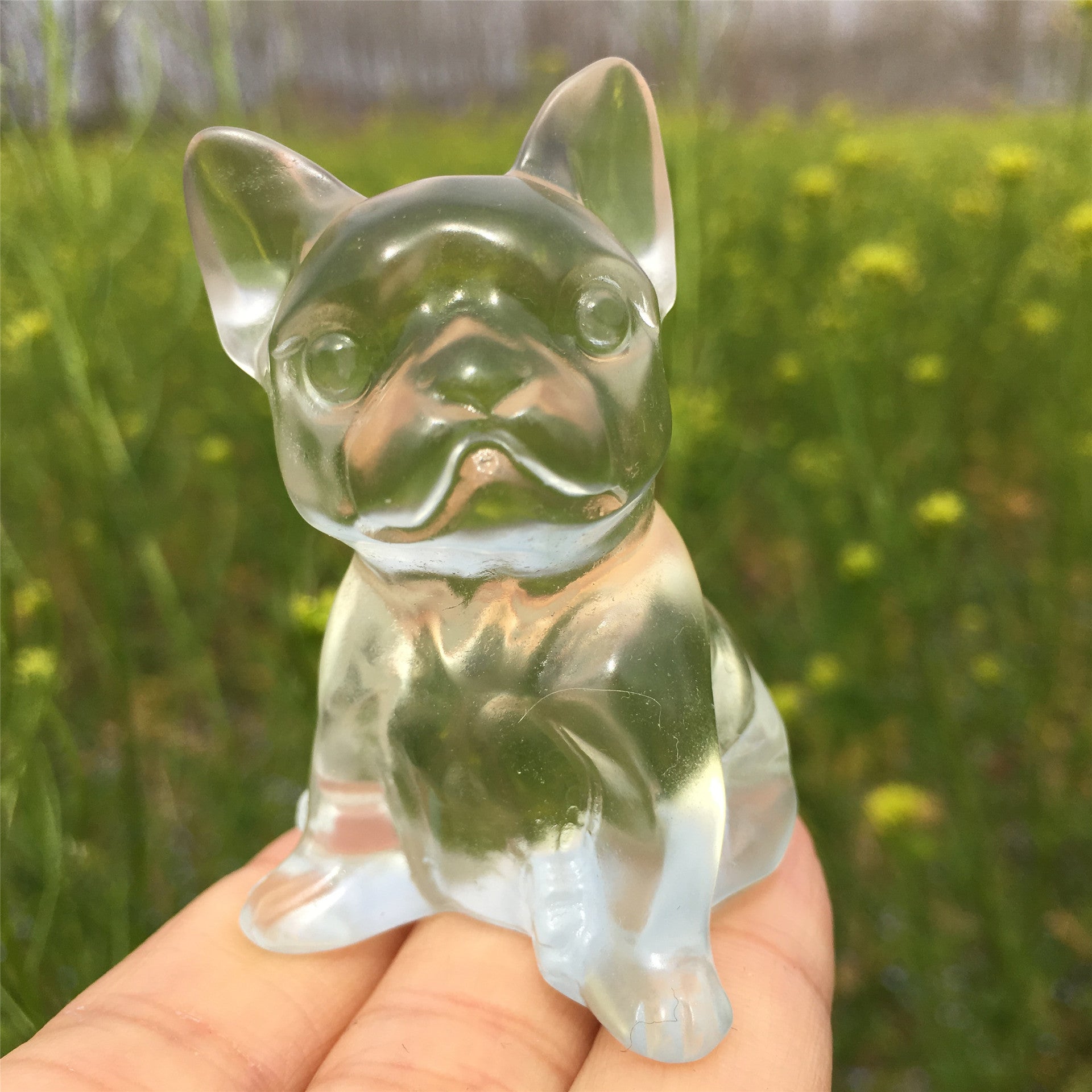 Crystal Carving White Smelting Stone Animal Statue Ornament
