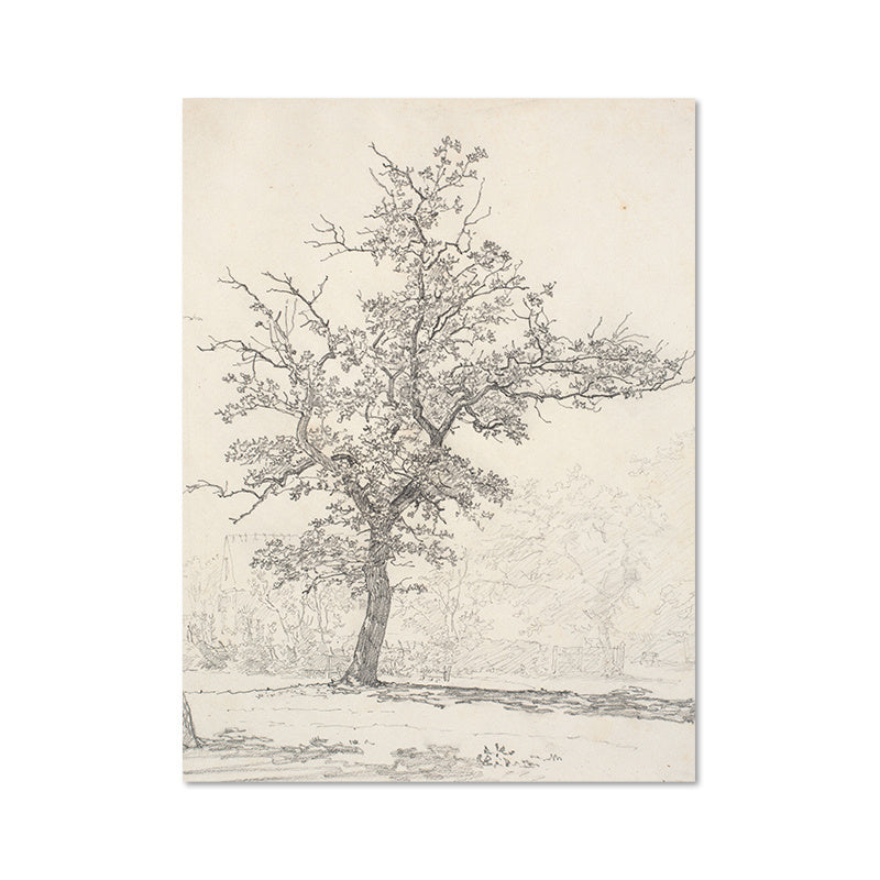 Living Room Vintage Painting Canvas Art Picture Poster featuring minimalist black and white nature sketches in a modern gallery wall layout. Ideal for home decor in a fashion and simplicity style.
