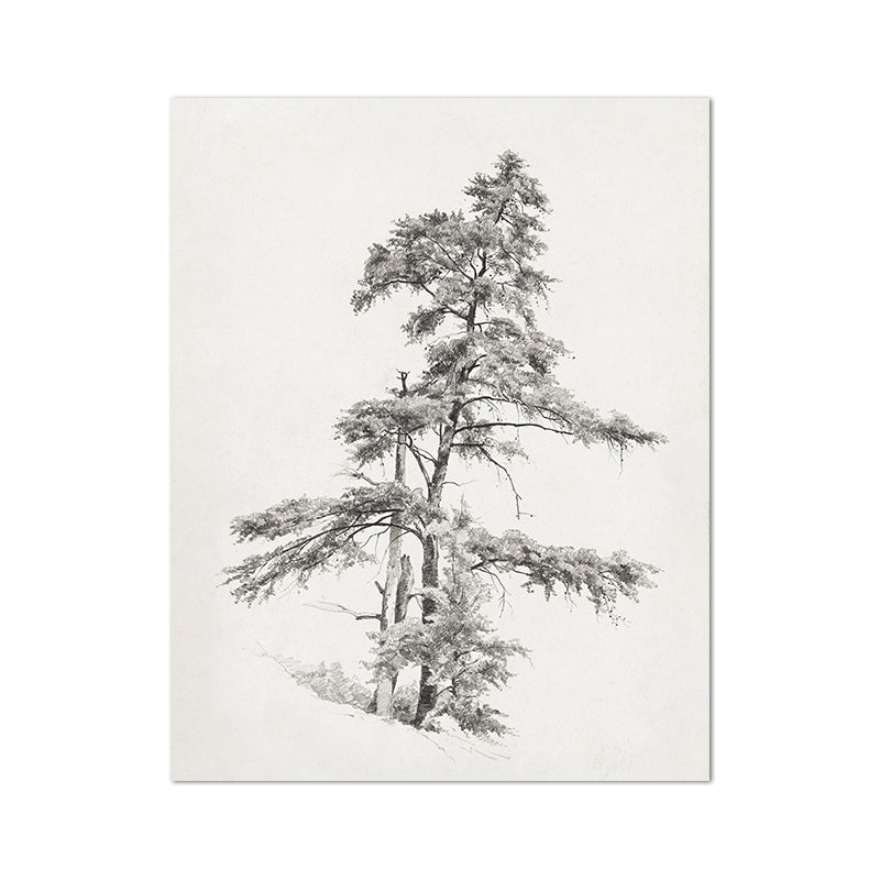Living Room Vintage Painting Canvas Art Picture Poster featuring minimalist black and white nature sketches in a modern gallery wall layout. Ideal for home decor in a fashion and simplicity style.