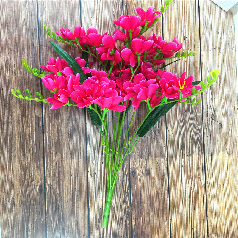 Living Room Home Artificial Flower Ornamental Flower Simulation with vibrant purple butterfly orchids in a white pot. Ideal for indoor decor and gifting.