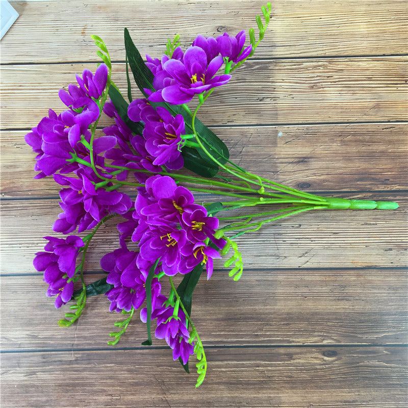 Living Room Home Artificial Flower Ornamental Flower Simulation with vibrant purple butterfly orchids in a white pot. Ideal for indoor decor and gifting.