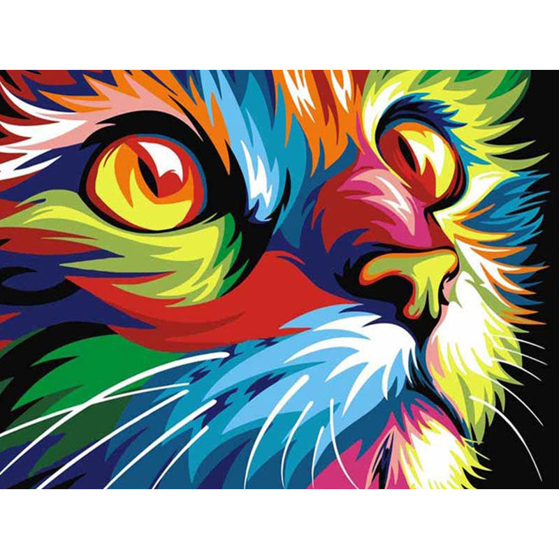 Colorful lion diamond painting wall art from the Animal Diamond Painting Lion Tiger Cat Dog Complete Cross Kit. Ideal for creative home decor.