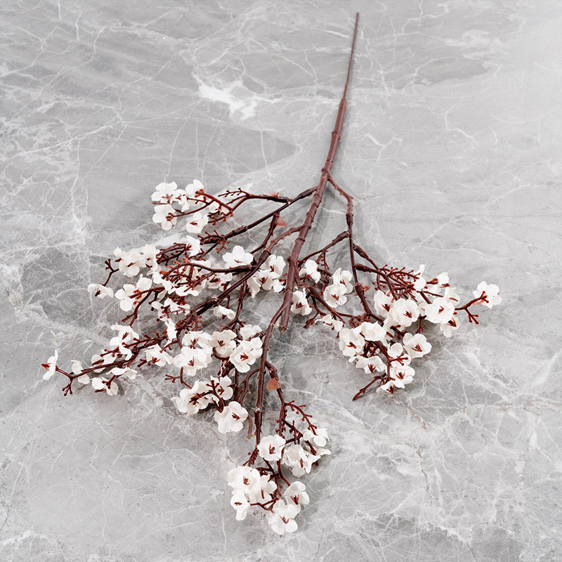 Artificial Gypsophila Flower - Decor | Elegant Arts in vibrant red arranged in a clear glass vase, ideal for home or event decoration
