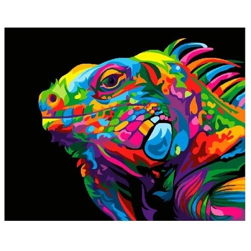 Colorful lion diamond painting wall art from the Animal Diamond Painting Lion Tiger Cat Dog Complete Cross Kit. Ideal for creative home decor.