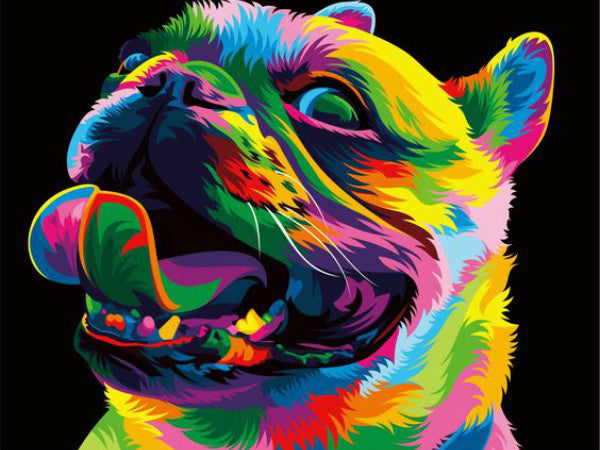 Colorful lion diamond painting wall art from the Animal Diamond Painting Lion Tiger Cat Dog Complete Cross Kit. Ideal for creative home decor.
