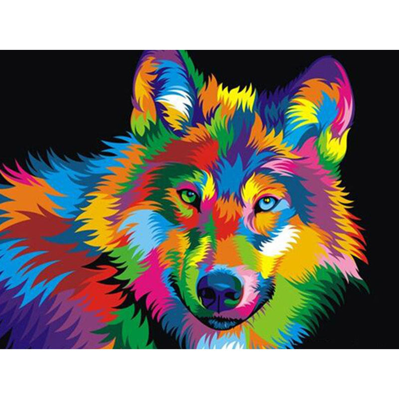 Colorful lion diamond painting wall art from the Animal Diamond Painting Lion Tiger Cat Dog Complete Cross Kit. Ideal for creative home decor.