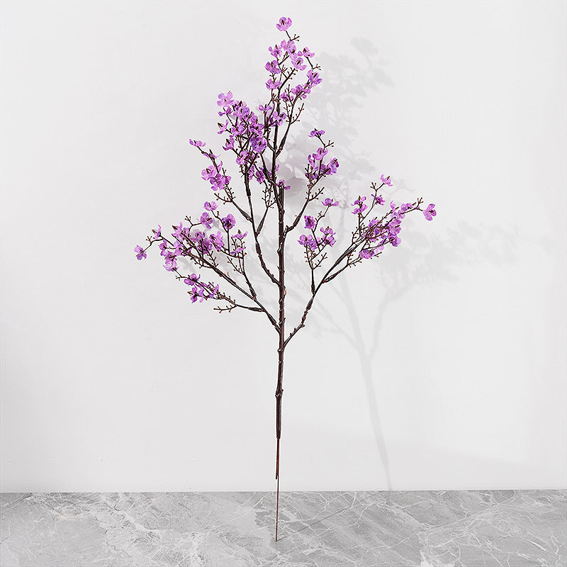 Artificial Gypsophila Flower - Decor | Elegant Arts in vibrant red arranged in a clear glass vase, ideal for home or event decoration