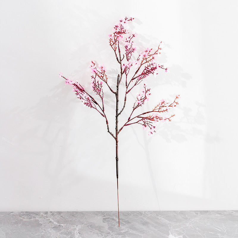 Artificial Gypsophila Flower - Decor | Elegant Arts in vibrant red arranged in a clear glass vase, ideal for home or event decoration