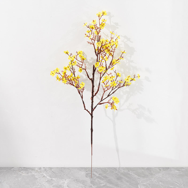 Artificial Gypsophila Flower - Decor | Elegant Arts in vibrant red arranged in a clear glass vase, ideal for home or event decoration