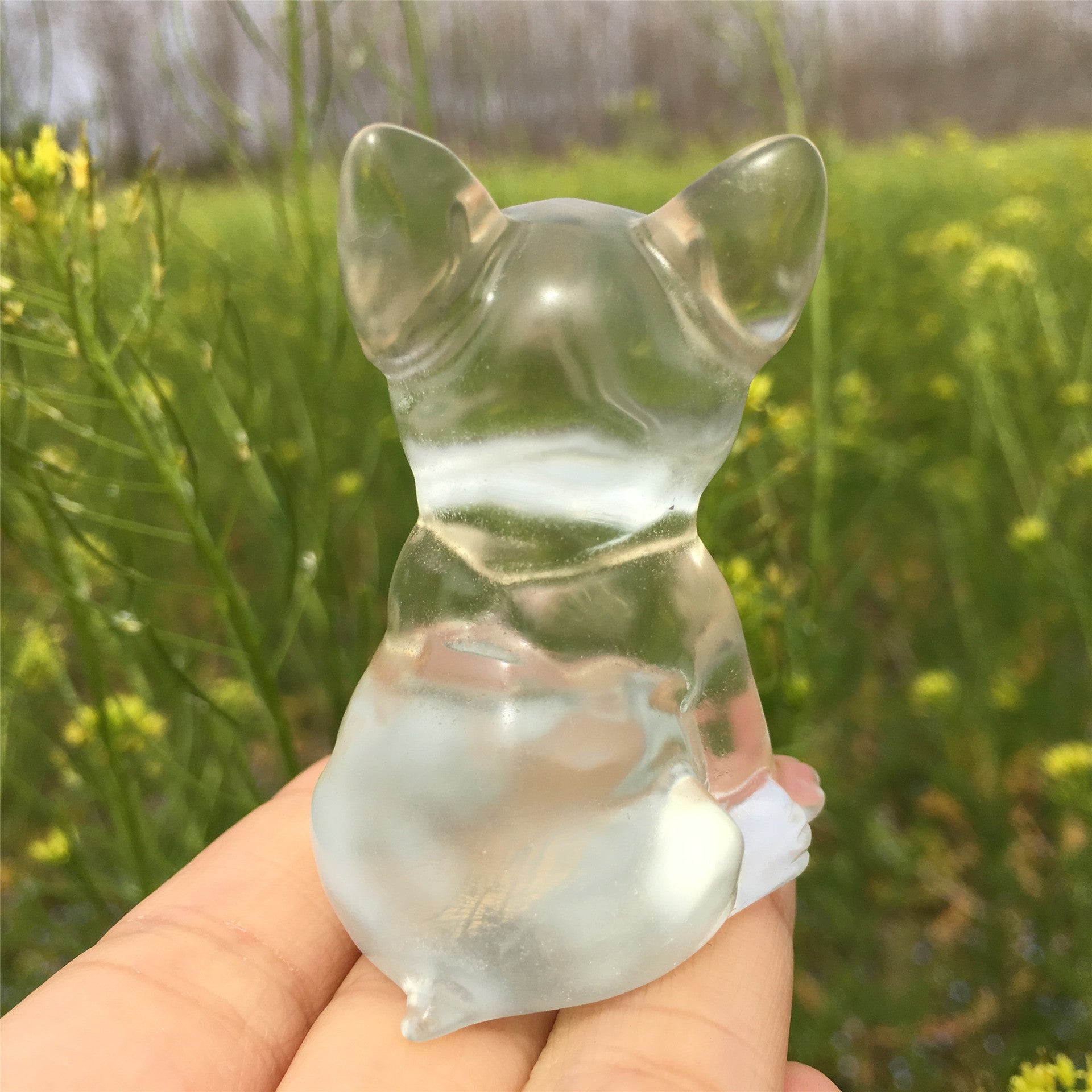 Crystal Carving White Smelting Stone Animal Statue Ornament