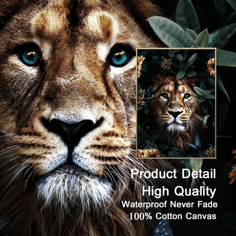 Eco-friendly cotton canvas material for Nordic Art Canvas - Animal Lion Tiger Bear Painting. Waterproof, fade-resistant with a fine, smooth texture.
