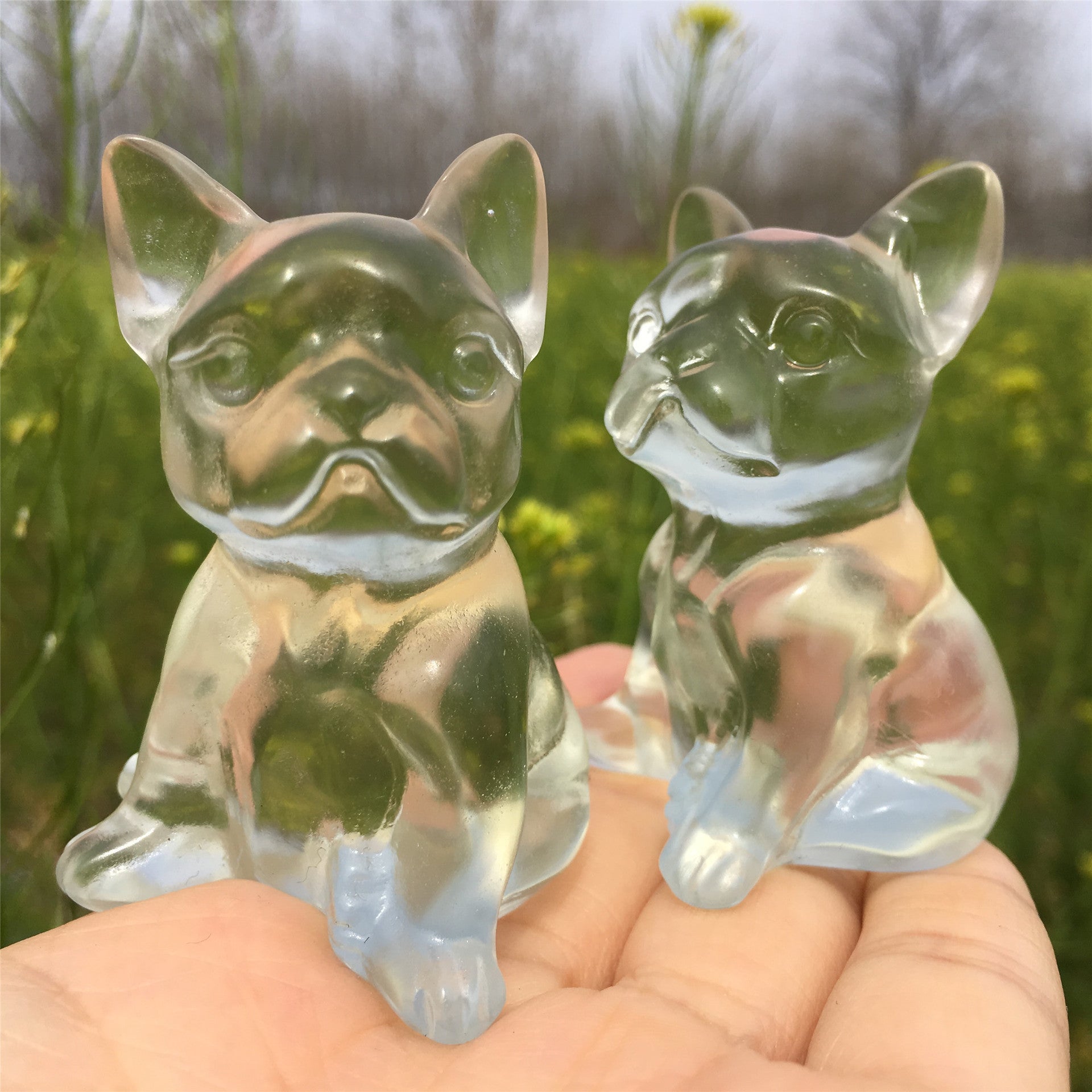 Crystal Carving White Smelting Stone Animal Statue Ornament