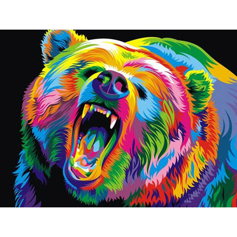 Colorful lion diamond painting wall art from the Animal Diamond Painting Lion Tiger Cat Dog Complete Cross Kit. Ideal for creative home decor.