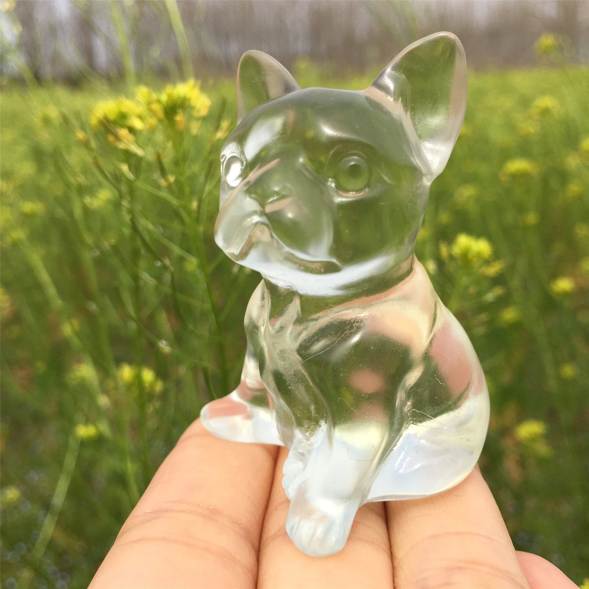 Crystal Carving White Smelting Stone Animal Statue Ornament