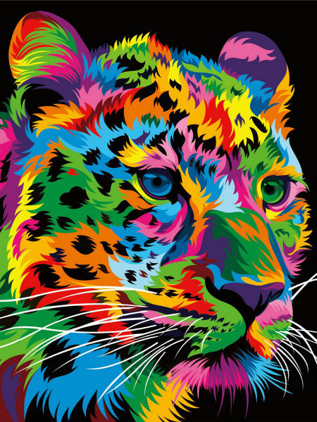 Colorful lion diamond painting wall art from the Animal Diamond Painting Lion Tiger Cat Dog Complete Cross Kit. Ideal for creative home decor.