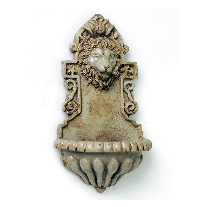 DIY Doll House Mini Garden Decoration featuring a miniature simulation pool with a vintage lion head wall fountain design. Ideal for interactive play and decor.