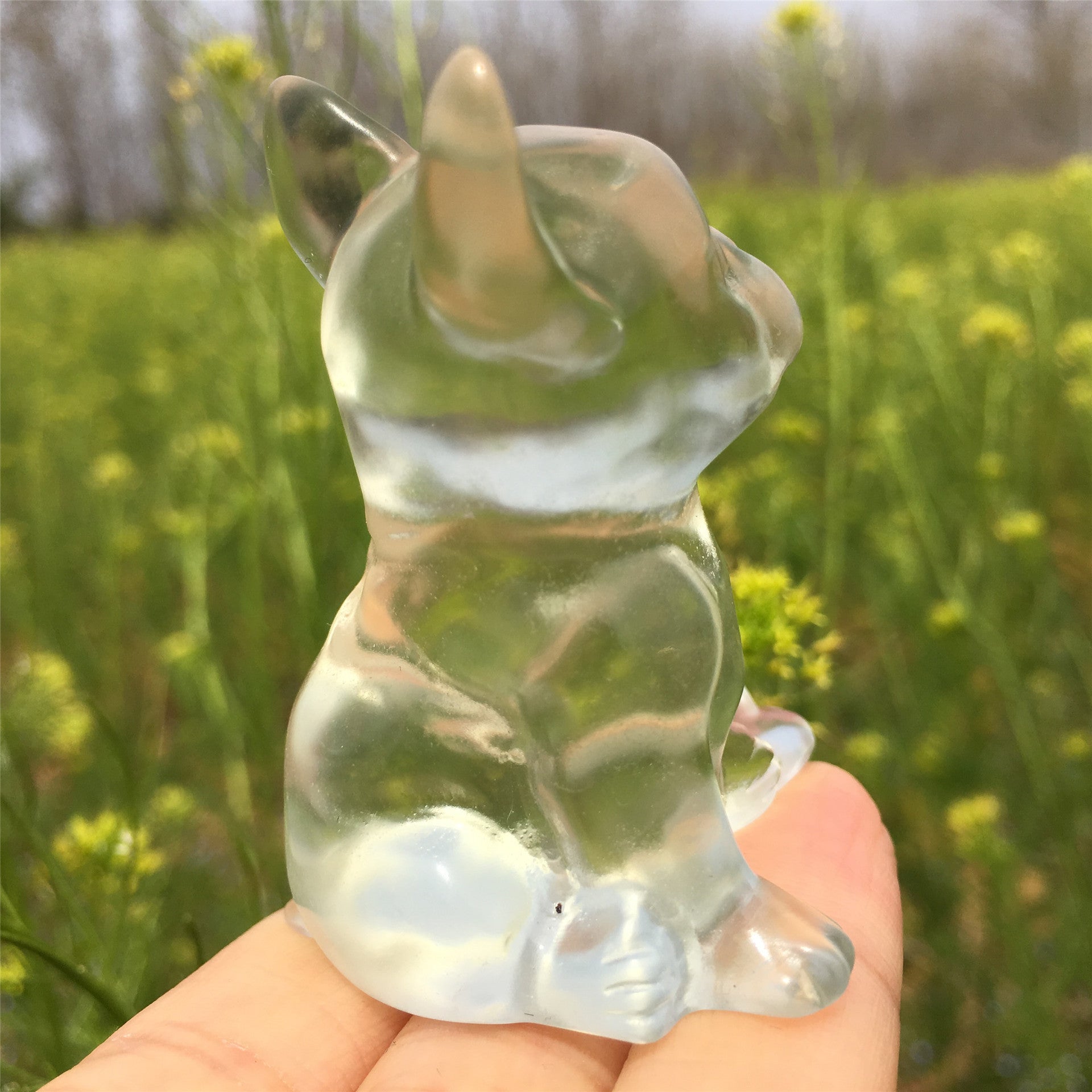 Crystal Carving White Smelting Stone Animal Statue Ornament