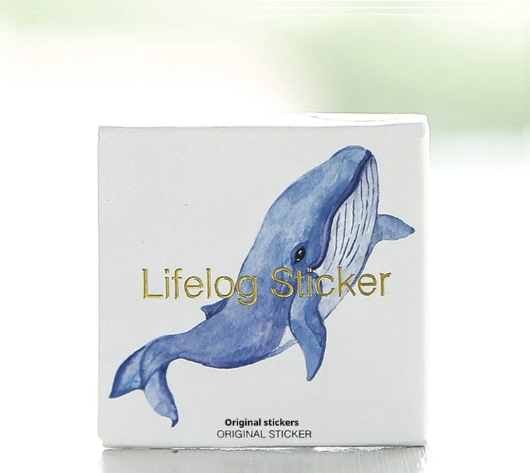 Box-packed Stickers Whale Tent Sticker Decorative Sealing Stickers featuring 45 colorful whale-themed designs in Japanese style for crafts and journaling.