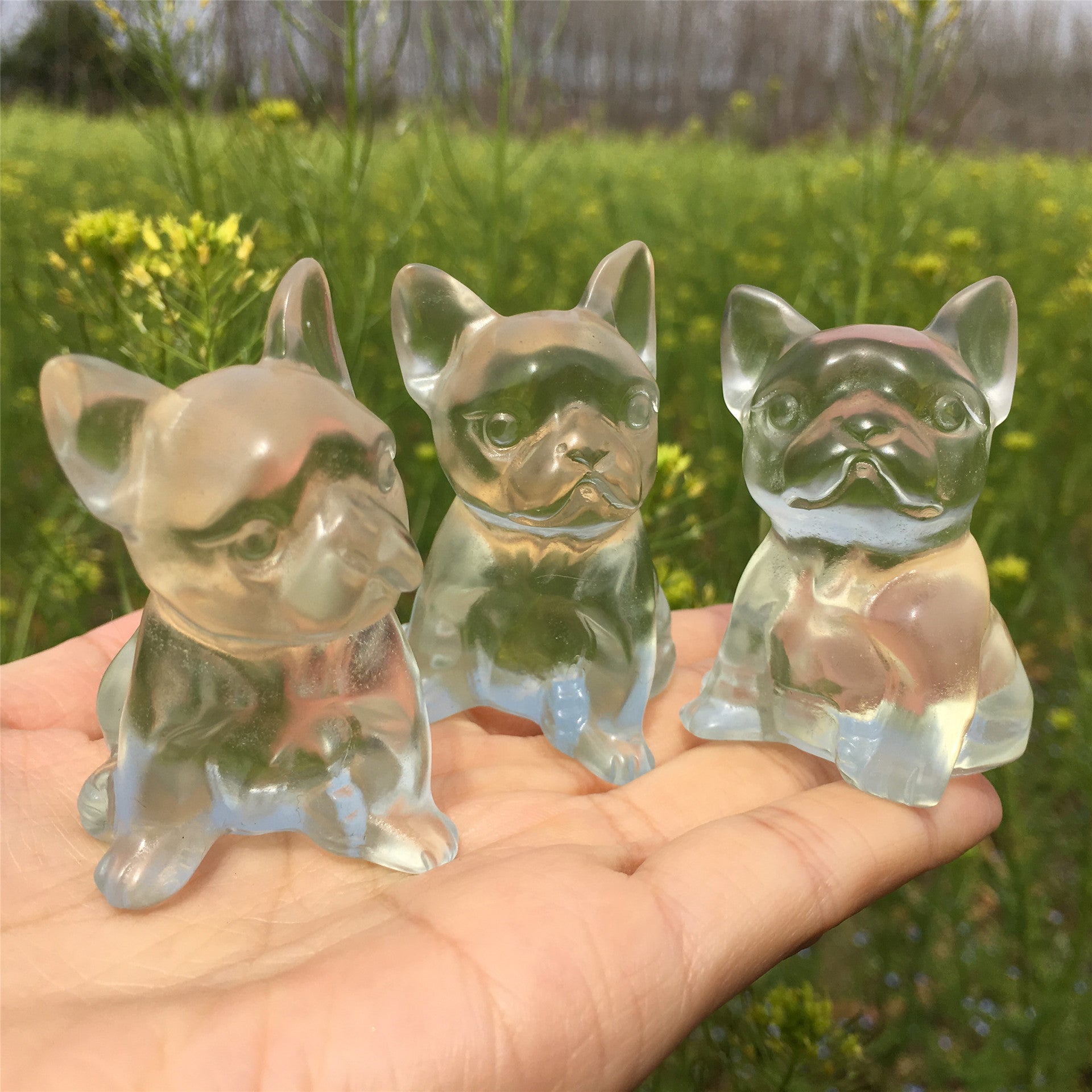 Crystal Carving White Smelting Stone Animal Statue Ornament